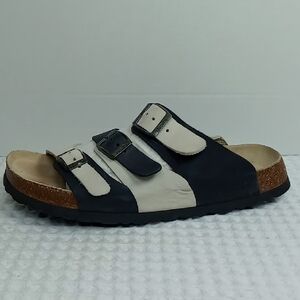 Betula by Birkenstock 265 2 Tone Cream/Blk 3 Strap Sandal Women's 10 Men's 8